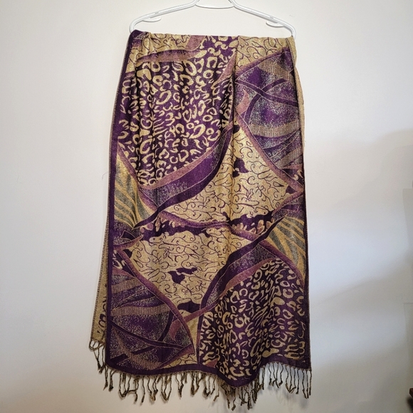 Purple & Gold pashmina - Picture 1 of 2